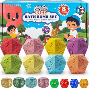 Bath Bombs for Kids, 8 Pack Dice Bath Bombs Gift Set, Natural Moisturising Dice Shape Bombs, Perfect for Bubble Spa Relaxing