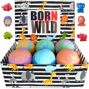 Bath Bombs for Kids with Toys Inside - Organic Bath Fizzies with Surprise Inside. All Natural, Gentle, and Kids Safe, Rainbow Spa Bath Fizz Balls, Birthday Gifts for Boys, Toddlers, Baby