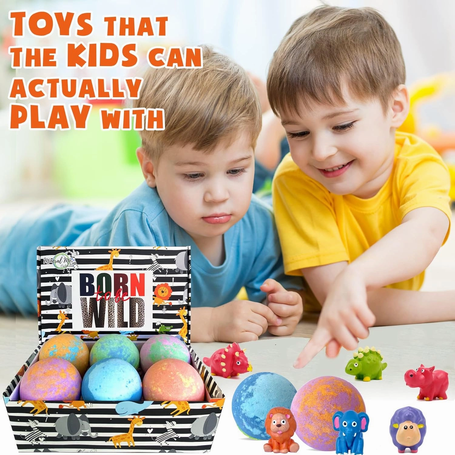 Bath Bombs for Kids with Toys Inside - Organic Bath Fizzies with Surprise Inside. All Natural, Gentle, and Kids Safe, Rainbow Spa Bath Fizz Balls, Birthday Gifts for Boys, Toddlers, Baby