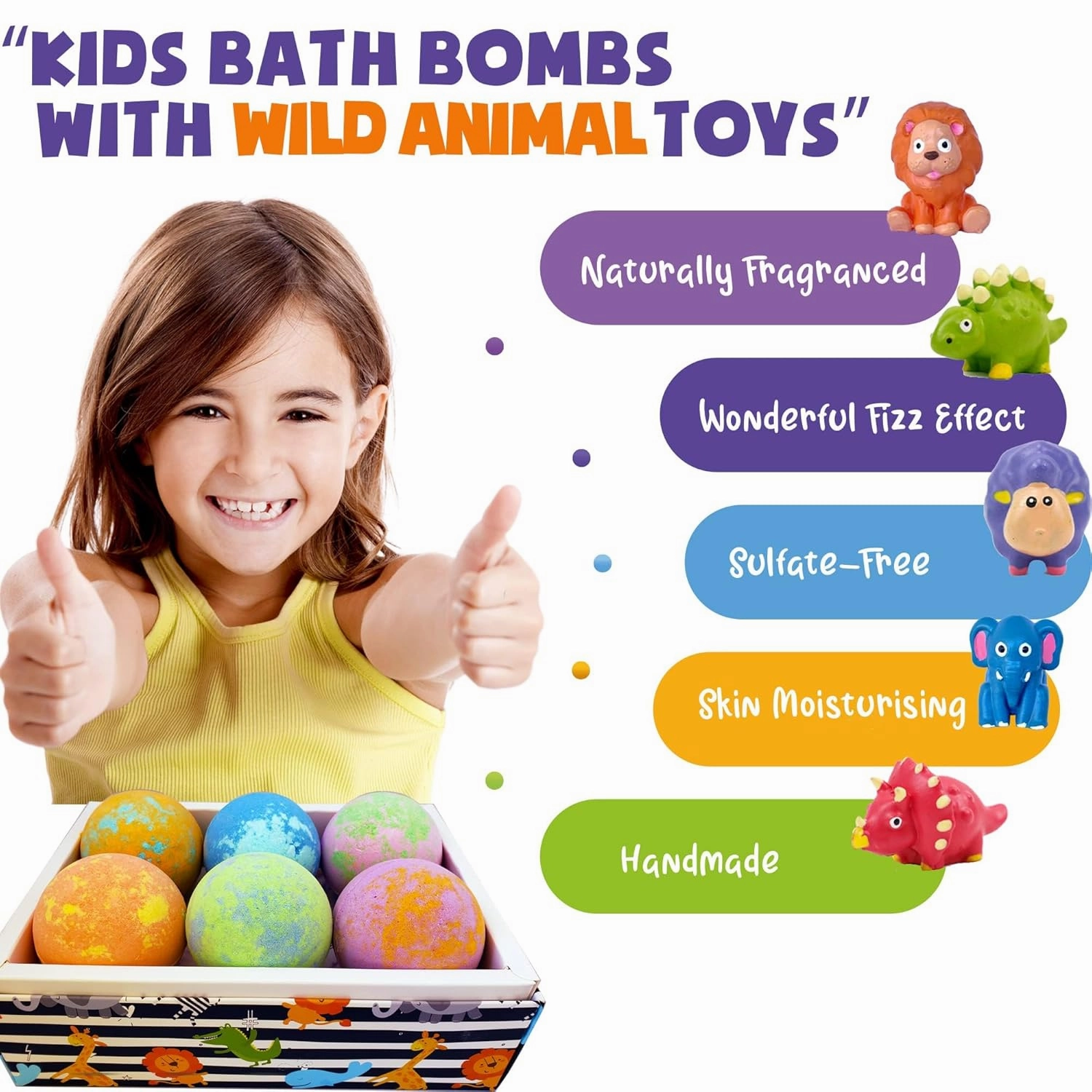Bath Bombs for Kids with Toys Inside - Organic Bath Fizzies with Surprise Inside. All Natural, Gentle, and Kids Safe, Rainbow Spa Bath Fizz Balls, Birthday Gifts for Boys, Toddlers, Baby