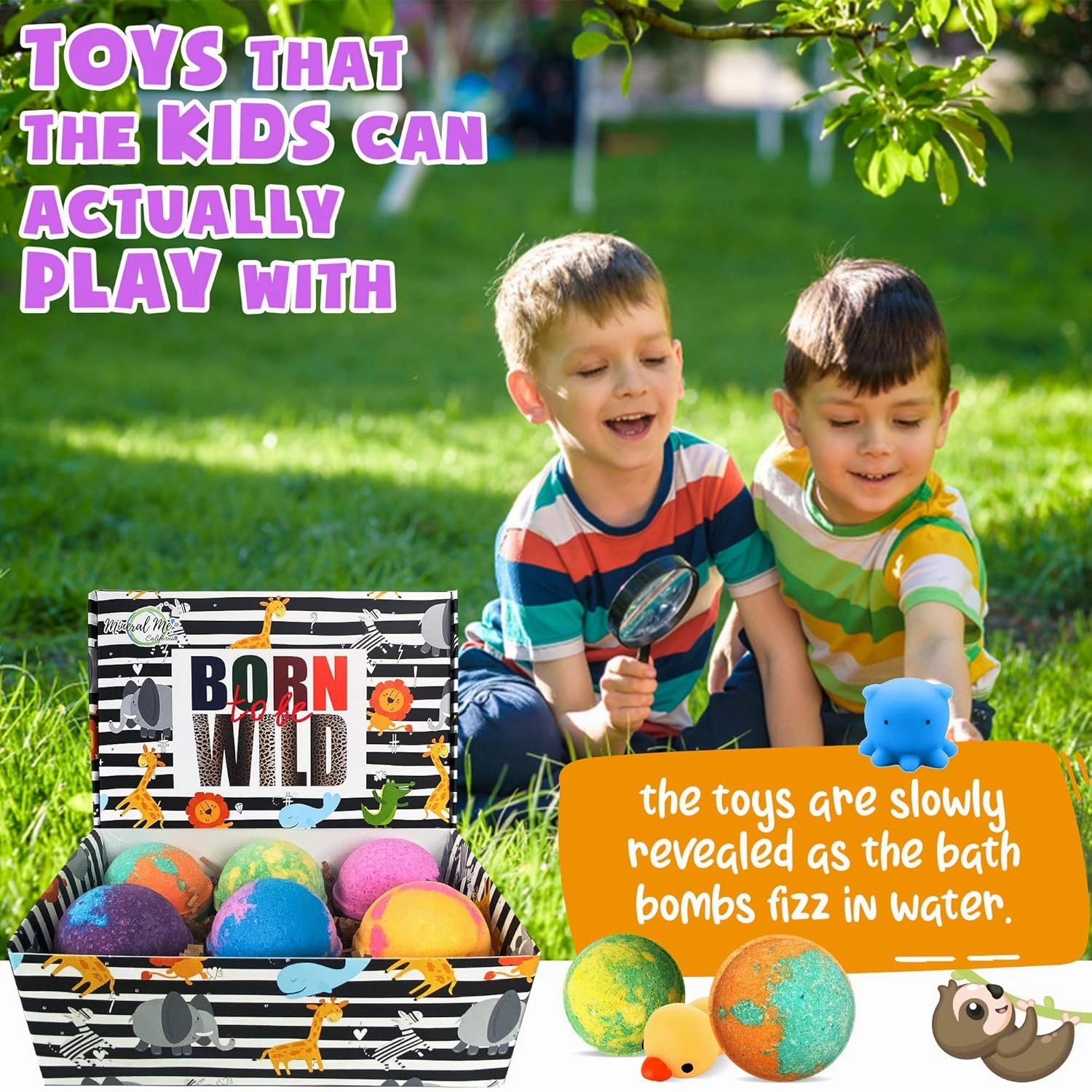Bath Bombs for Kids with Toys Inside - Organic Bath Fizzies with Surprise Inside. All Natural, Gentle, and Kids Safe, Rainbow Spa Bath Fizz Balls, Birthday Gifts for Boys, Toddlers, Baby