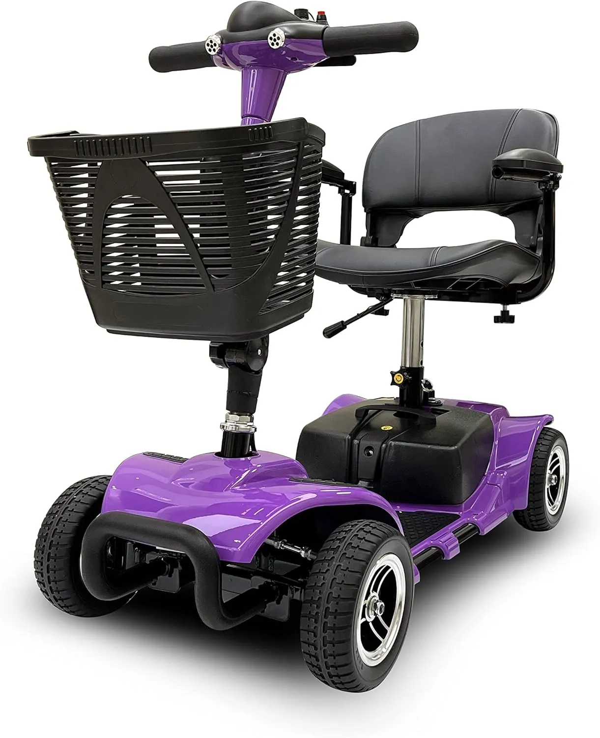 Battery Powered 4 Wheel Mobility Scooter for Seniors-Electric Scooter with Seat for Adults- Heavy Duty Structure for All Terrain Indoor Outdoor (Purple)