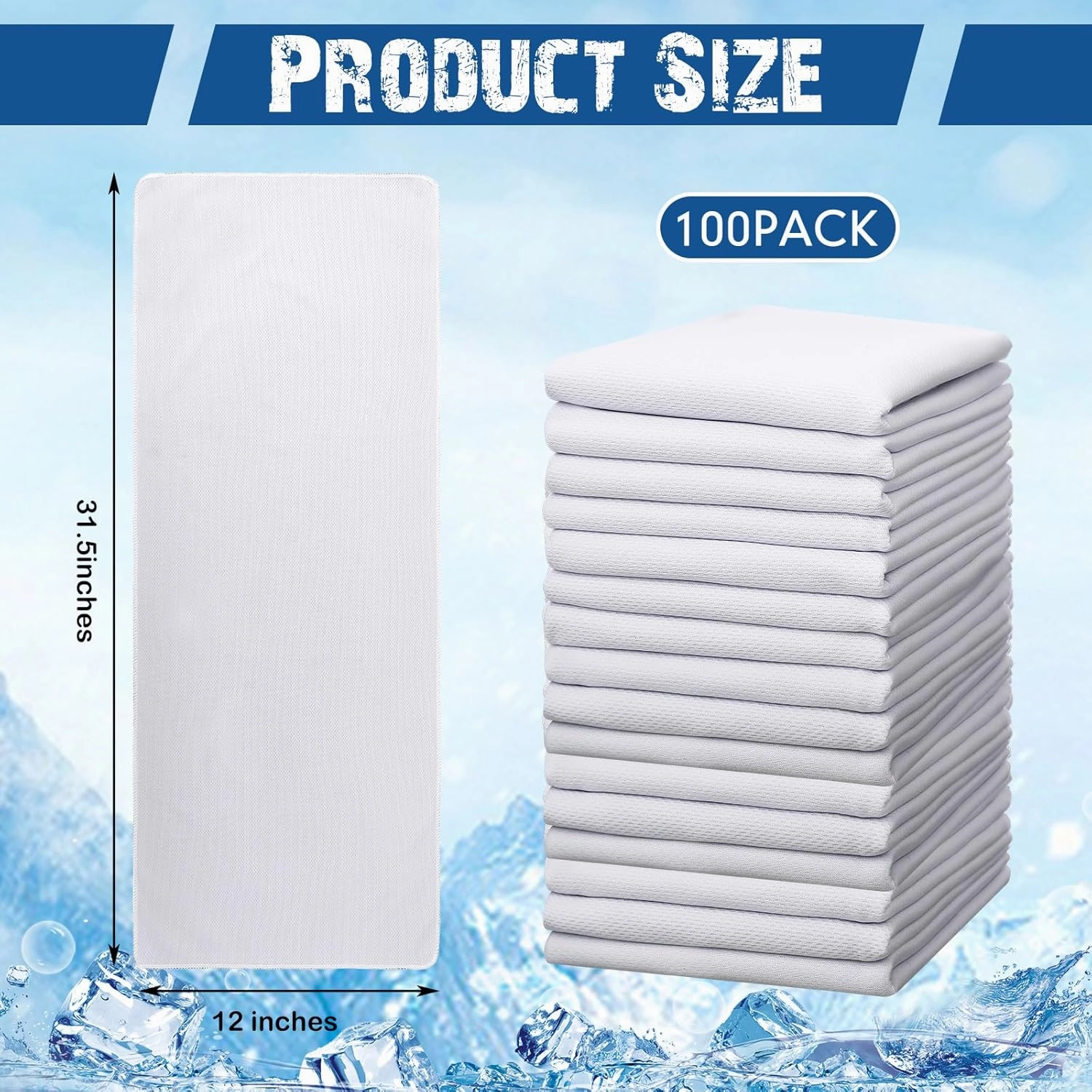 BBTO 100 Pack Cooling Towel - Microfiber Cold Sports Sweat Rags Neck & Face Breathable Ice Chilly Towel for Gym Yoga Golf Workout Beach Accessories