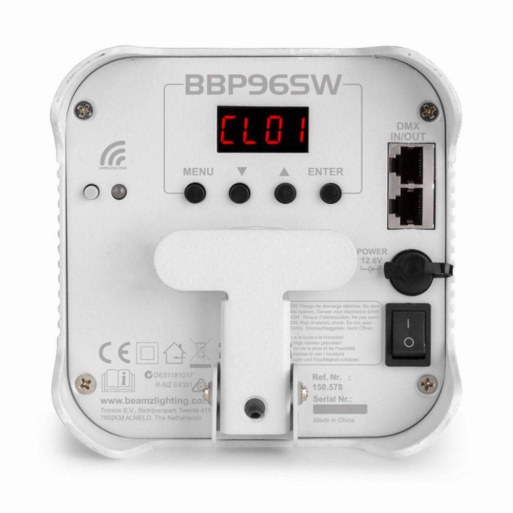 BeamZ BBP96SW Battery Powered Uplight 6x12W Par WDMX