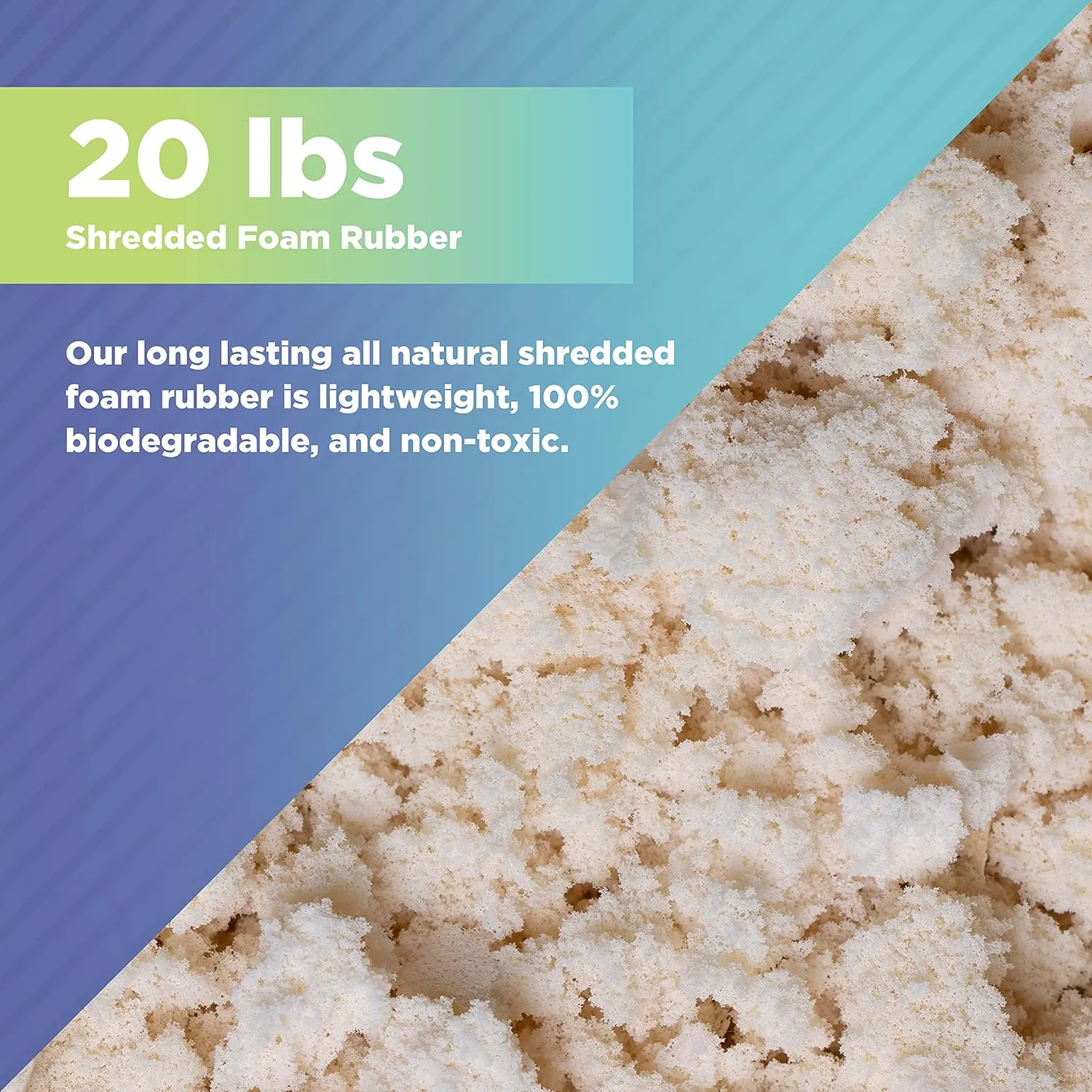 Bean Products 20 lb - All Natural Shredded Latex Foam - New Recycled Fill for Bean Bags - Pet Beds - Pillows - Made in The USA, Chicago