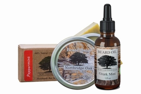 Beard Oil and Balm Set w/Organic Beard Soap - 5 Different Scents to Choose From. Keep your Beard Clean, Soft and Healthy (Ozark Mint - Spearmint, Eucalyptus and Cedarwood)