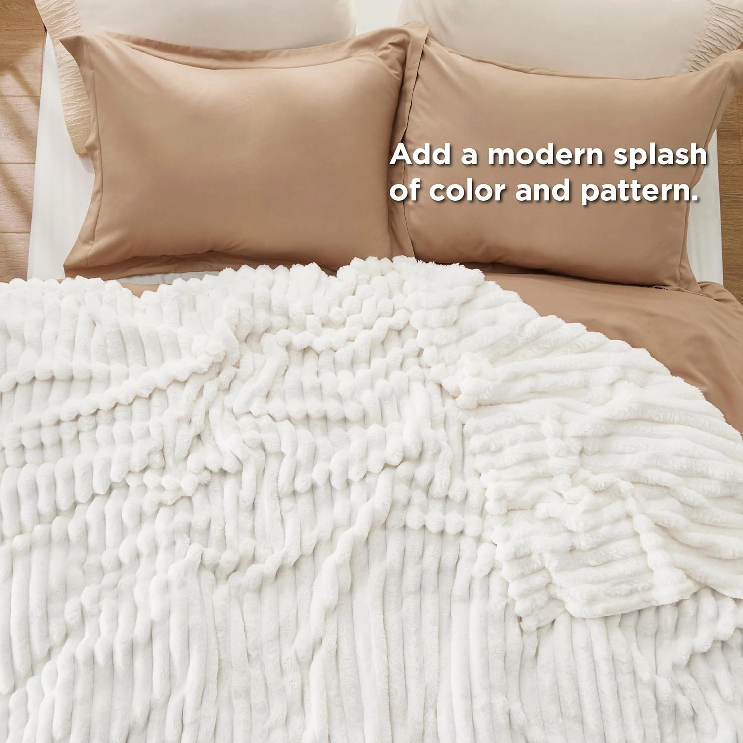 Bedsure Blankets Queen Size for Bed - GentleSoft Cozy Soft Blankets for Women, Cute Large Bedding Fleece Throws for Girls, Off White, 90x90 Inches