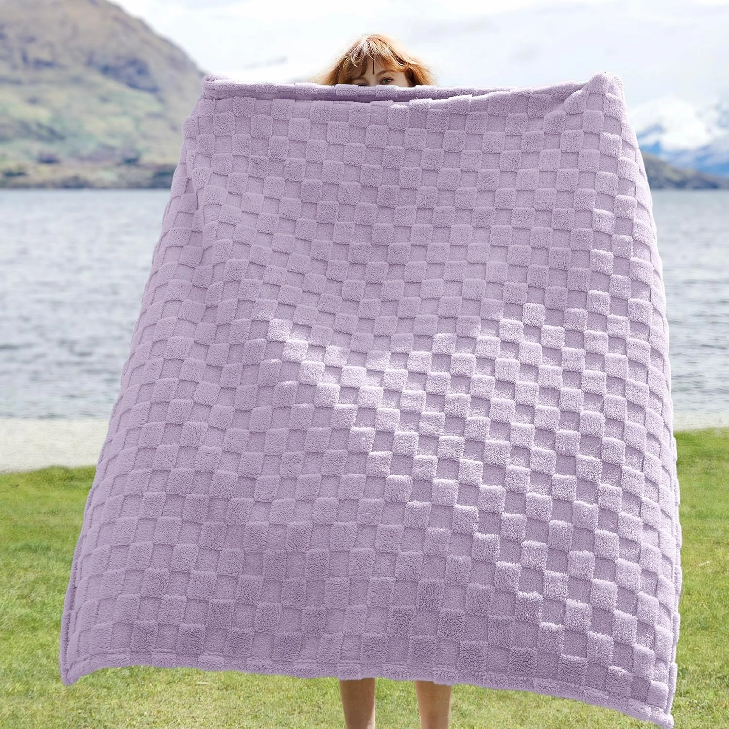 Bedsure Lavender Fog Fleece Blanket for Couch - Super Soft Cozy Twin Blankets for Women, Cute Small Throws for Girls, 60x80 Inches