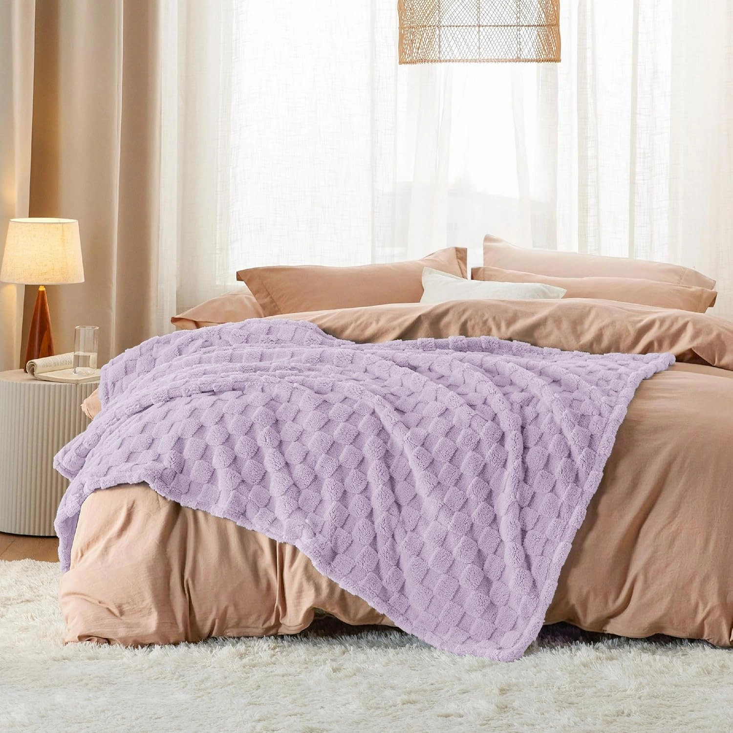 Bedsure Lavender Fog Fleece Blanket for Couch - Super Soft Cozy Twin Blankets for Women, Cute Small Throws for Girls, 60x80 Inches