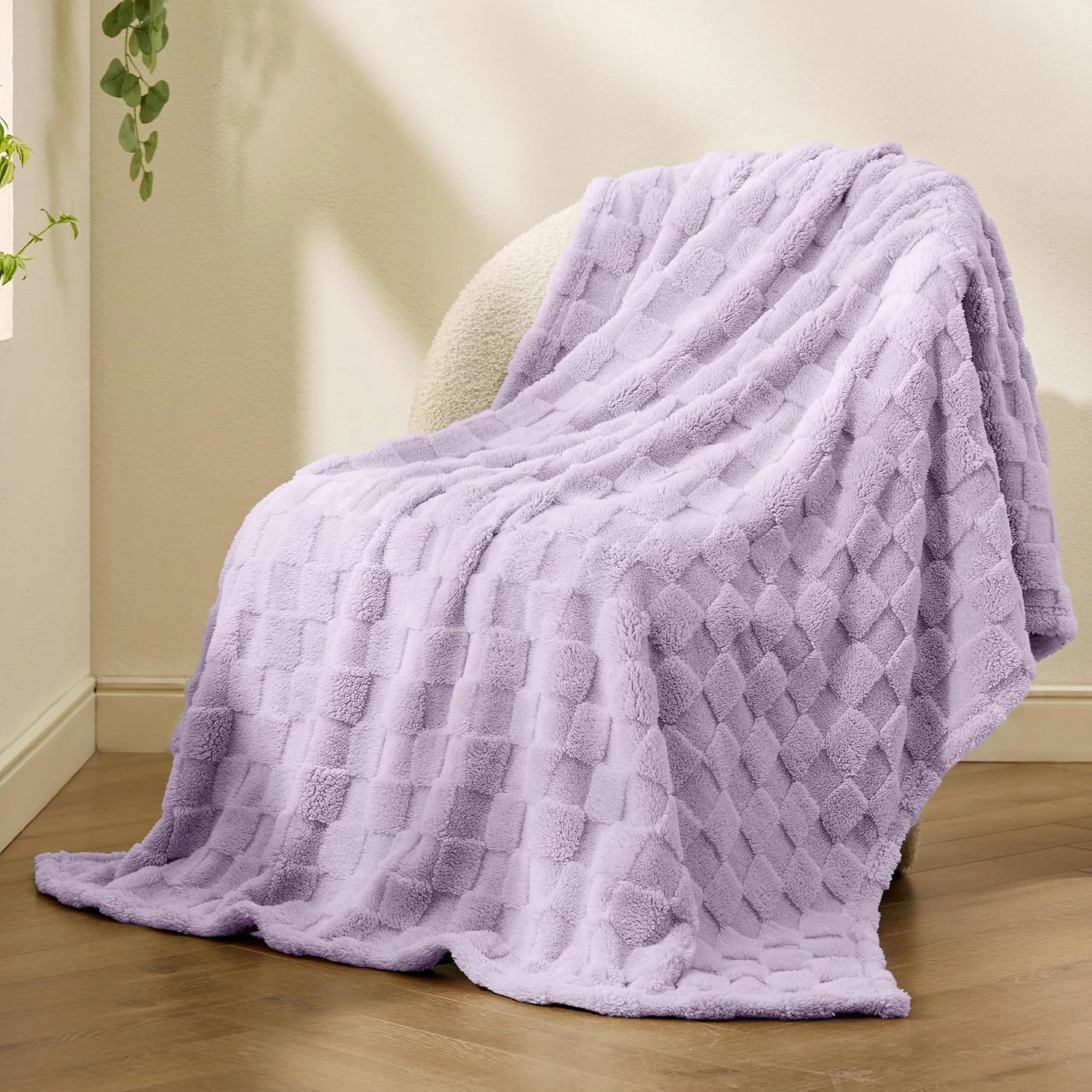 Bedsure Lavender Fog Fleece Blanket for Couch - Super Soft Cozy Twin Blankets for Women, Cute Small Throws for Girls, 60x80 Inches