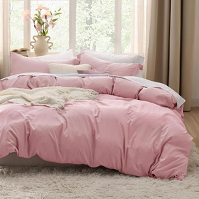Bedsure Pink Duvet Cover Queen Size - 3 Pieces Prewashed Extra Soft Bedding Set, Includes 1 Duvet Cover 90x90 Inches with Zipper Closure & 2 Pillow Shams, Comforter Not Included