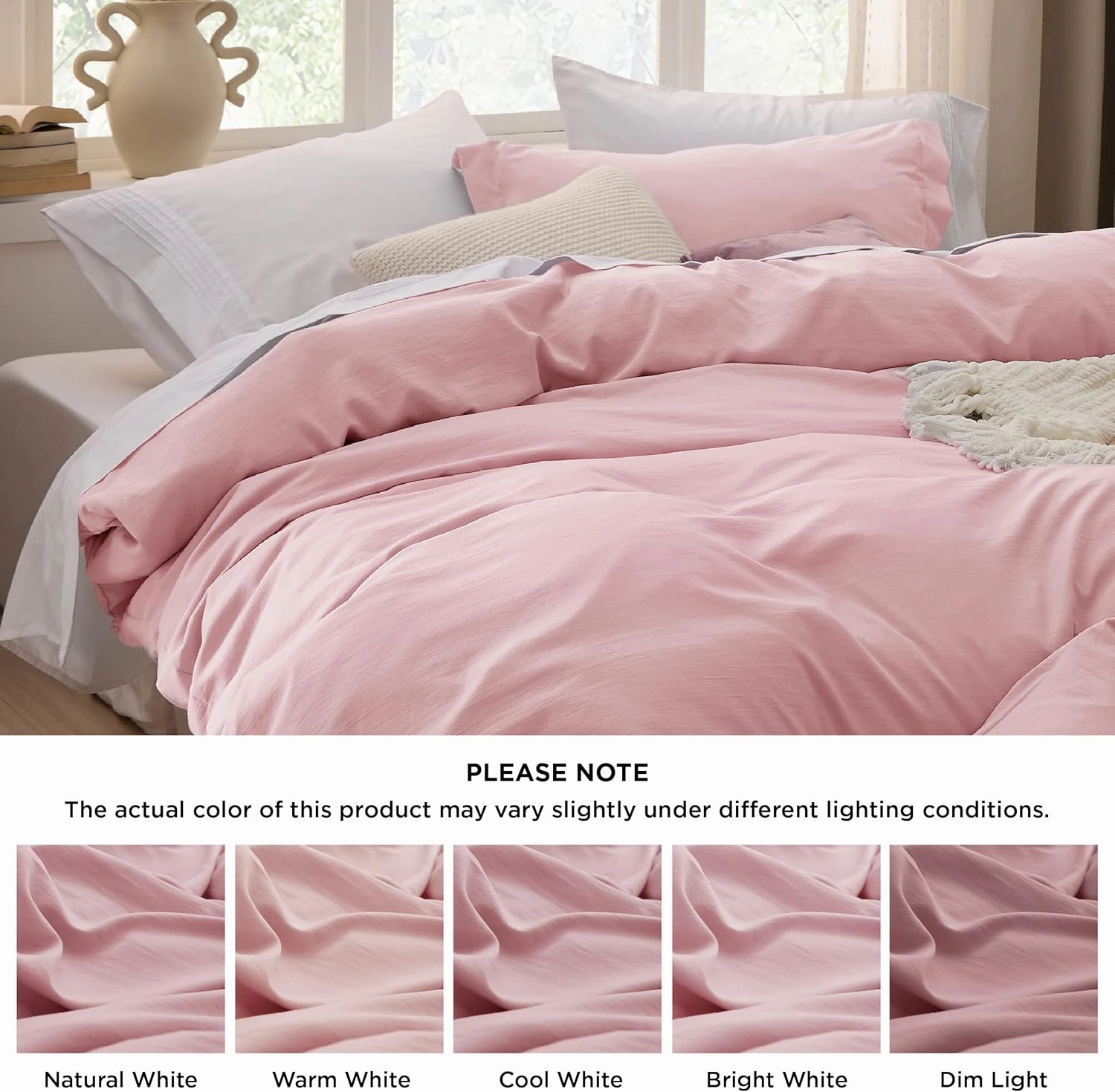 Bedsure Pink Duvet Cover Queen Size - 3 Pieces Prewashed Extra Soft Bedding Set, Includes 1 Duvet Cover 90x90 Inches with Zipper Closure & 2 Pillow Shams, Comforter Not Included