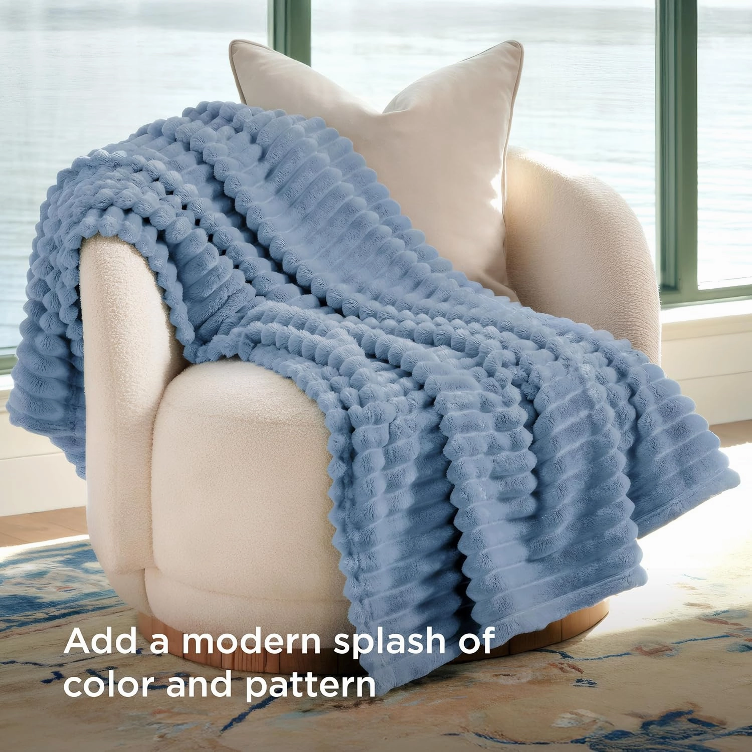 Bedsure Twin Blanket for Couch - GentleSoft Cozy Soft Blankets for Women, Cute Small Throws for Girls, Ashley Blue, 60x80 Inches