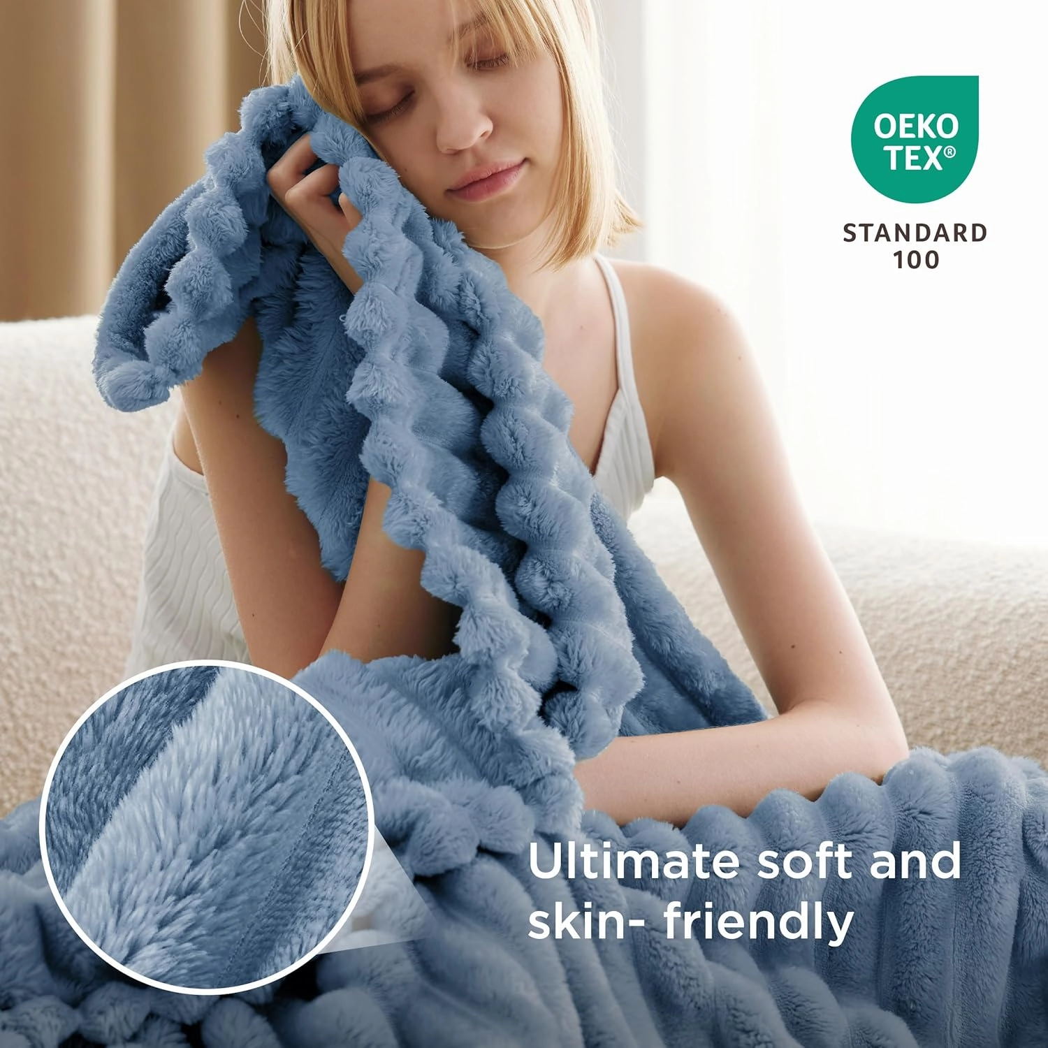 Bedsure Twin Blanket for Couch - GentleSoft Cozy Soft Blankets for Women, Cute Small Throws for Girls, Ashley Blue, 60x80 Inches