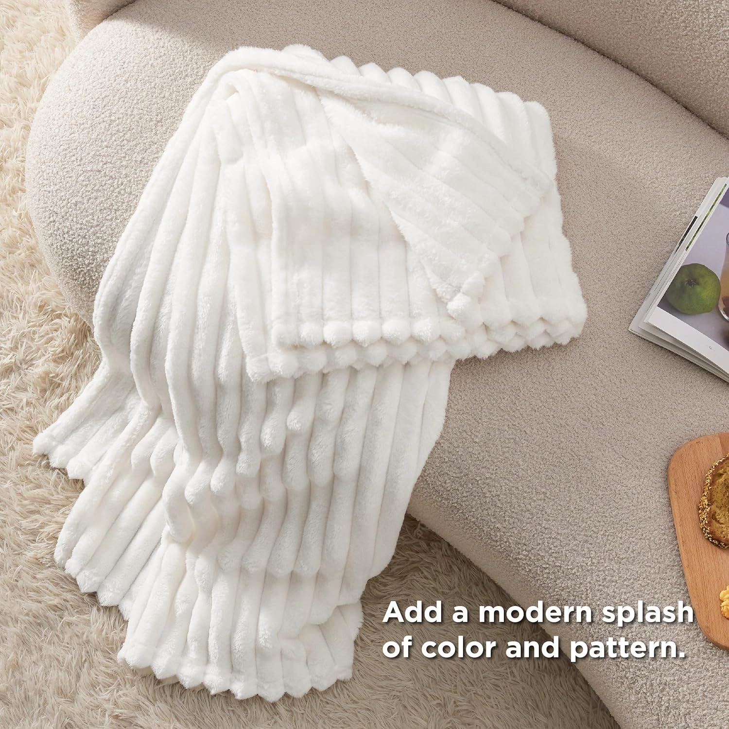 Bedsure White Throw Blanket for Couch - GentleSoft Cozy Soft Blankets for Women, Cute Small Fleece Throws for Girls, Birthday Gifts for Women Mom, Fathers Day Decor Gifts, Off White, 50x60 Inches
