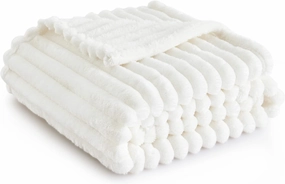 Bedsure White Throw Blanket for Couch - GentleSoft Cozy Soft Blankets for Women, Cute Small Fleece Throws for Girls, Birthday Gifts for Women Mom, Fathers Day Decor Gifts, Off White, 50x60 Inches