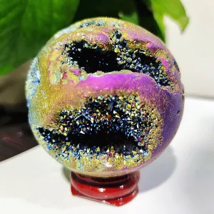 Beehive Agate Sphere Plating Color Stonel Ball