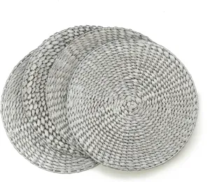 Benson Mills Water Hyacinth Braided Round Placemat Set of 4 (Silver, 13.5" Round)