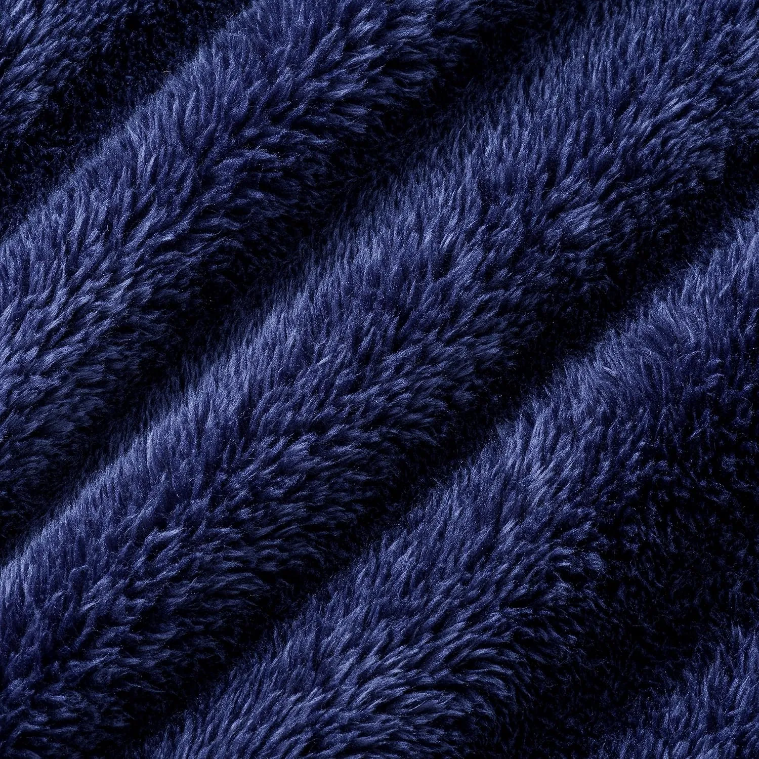 Berkshire Blanket Classic Extra-Fluffy™ Plush Blanket, Queen Size Bed Blanket, Soft Fuzzy Fluffy Long Hair Blanket for Couch Sofa Bed, Atlantis Dark Blue, 90x90 Inches