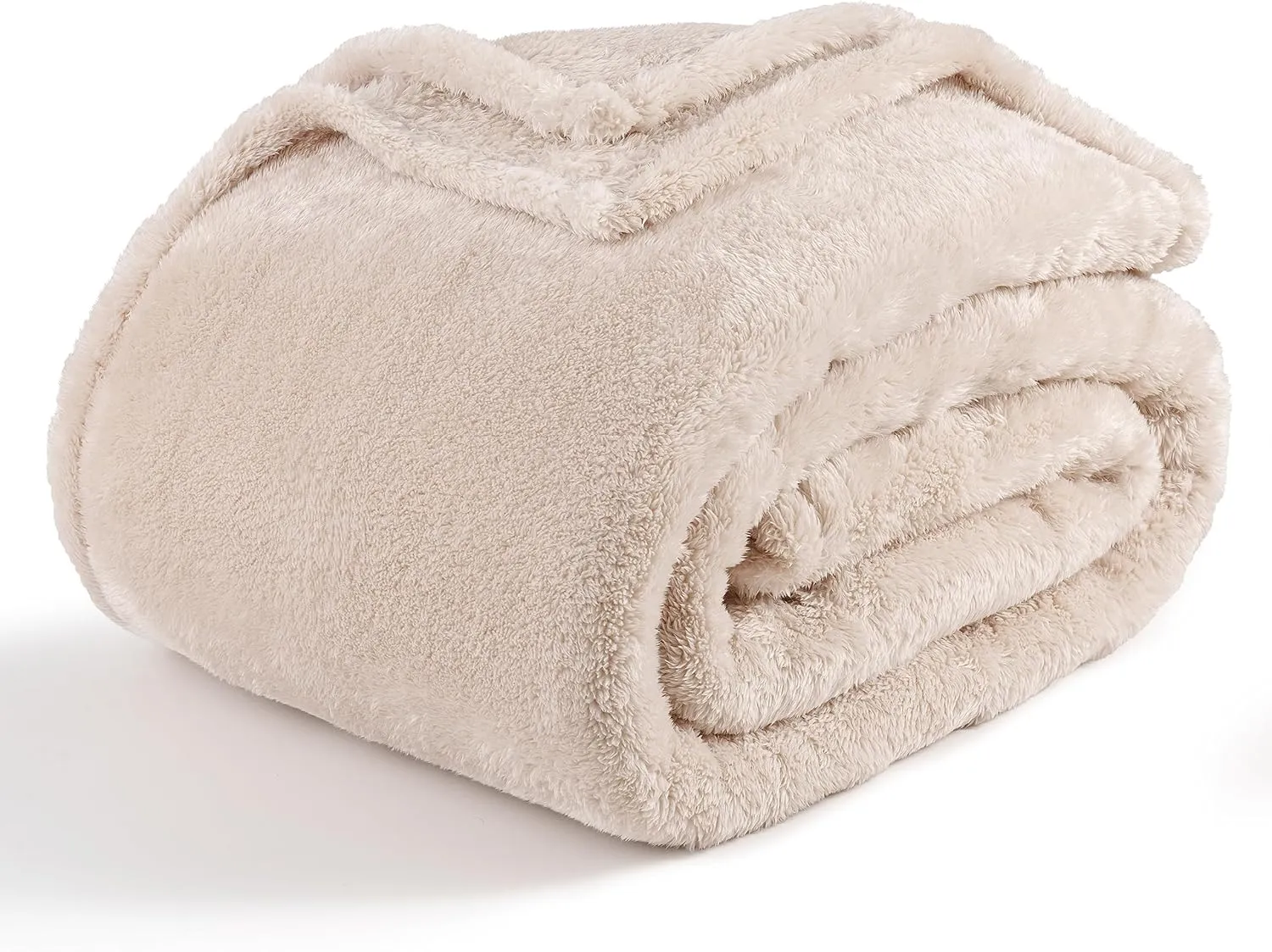 Berkshire Blanket Classic Extra-Fluffy™ Plush Blanket, Queen Size Bed Blanket, Soft Fuzzy Fluffy Long Hair Blanket for Couch Sofa Bed, Chino Khaki, 90x90 Inches