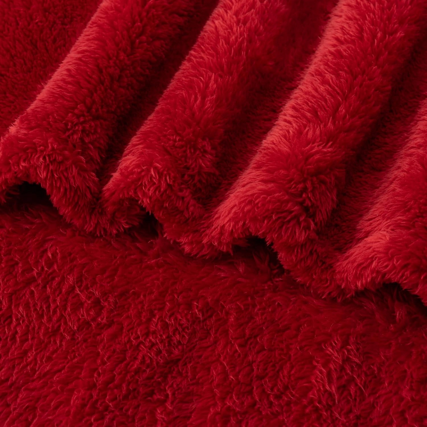 Berkshire Blanket Classic Extra-Fluffy™ Plush Blanket, Queen Size Bed Blanket, Soft Fuzzy Fluffy Long Hair Blanket for Couch Sofa Bed, Chili, 90x90 Inches
