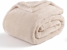 Berkshire Blanket Classic Extra-Fluffy™ Plush Blanket, Twin Size Bed Blanket, Soft Fuzzy Fluffy Long Hair Blanket for Couch Sofa Bed, Chino Khaki, 60x92 Inches