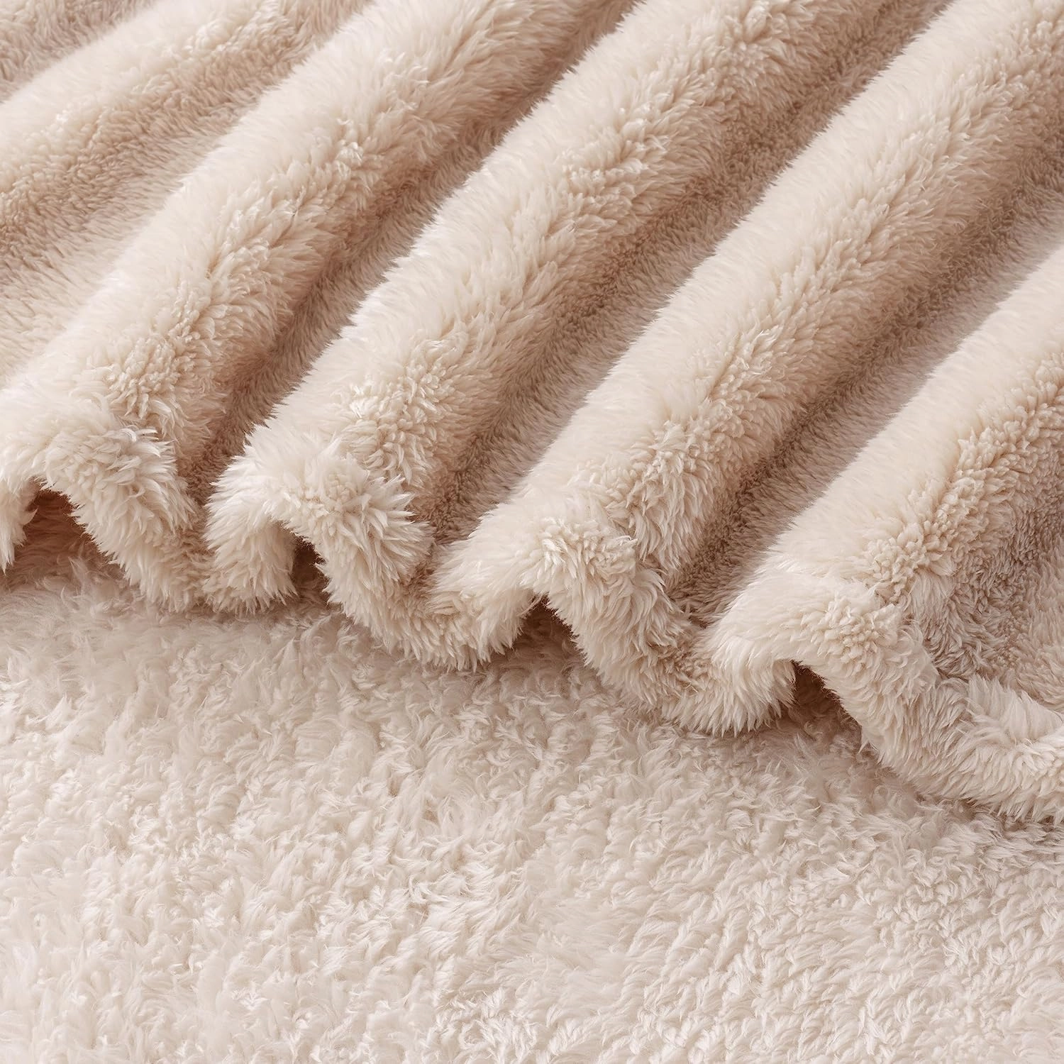 Berkshire Blanket Classic Extra-Fluffy™ Plush Blanket, Twin Size Bed Blanket, Soft Fuzzy Fluffy Long Hair Blanket for Couch Sofa Bed, Chino Khaki, 60x92 Inches