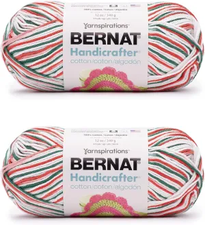 Bernat Handicrafter Cotton Big Ball Mistletoe Yarn - 2 Pack of 340g/12oz - Cotton - 4 Medium (Worsted) - 608 Yards - Knitting/Crochet
