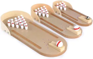 BESPORTBLE 2 Sets Mini Desktop Bowling Basketball Game Interactive Wooden Educational for Relief for Bars Living Rooms Schools Family Fun