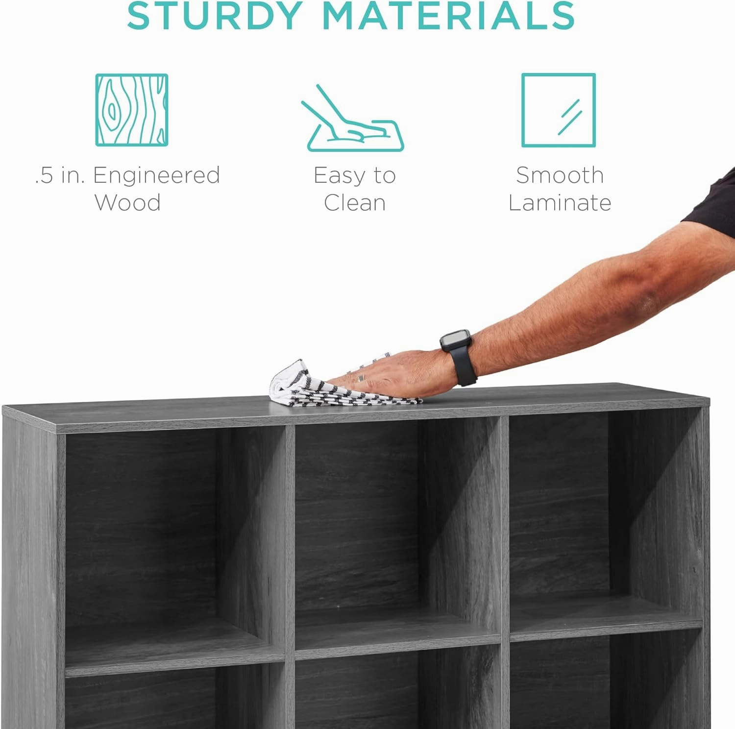 Best Choice Products 9-Cube Storage Organizer, 11in Shelf Opening, Bookcase, Display Shelf, Customizable w/ 3 Removable Back Panels - Dark Gray