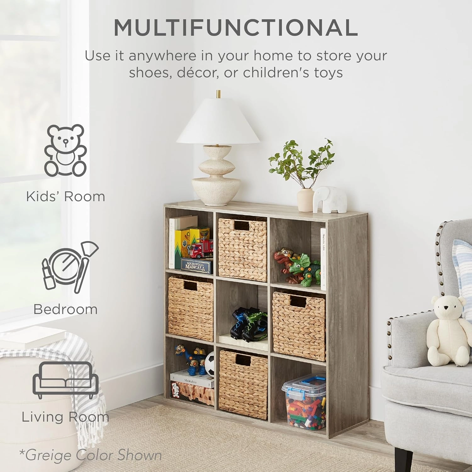 Best Choice Products 9-Cube Storage Organizer, 11in Shelf Opening, Bookcase, Display Shelf, Customizable w/ 3 Removable Back Panels - Dark Gray