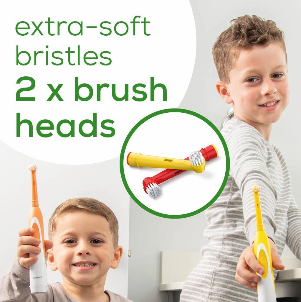 Beurer TB10 Kids Electric Toothbrush Kit - Fun Theo The Tiger Cap with 2 Extra-Soft Brush Heads to Help Remove Plaque, 2 Minute Timer, and Rinse Cup, BPA-Free, Safe for Ages 3 