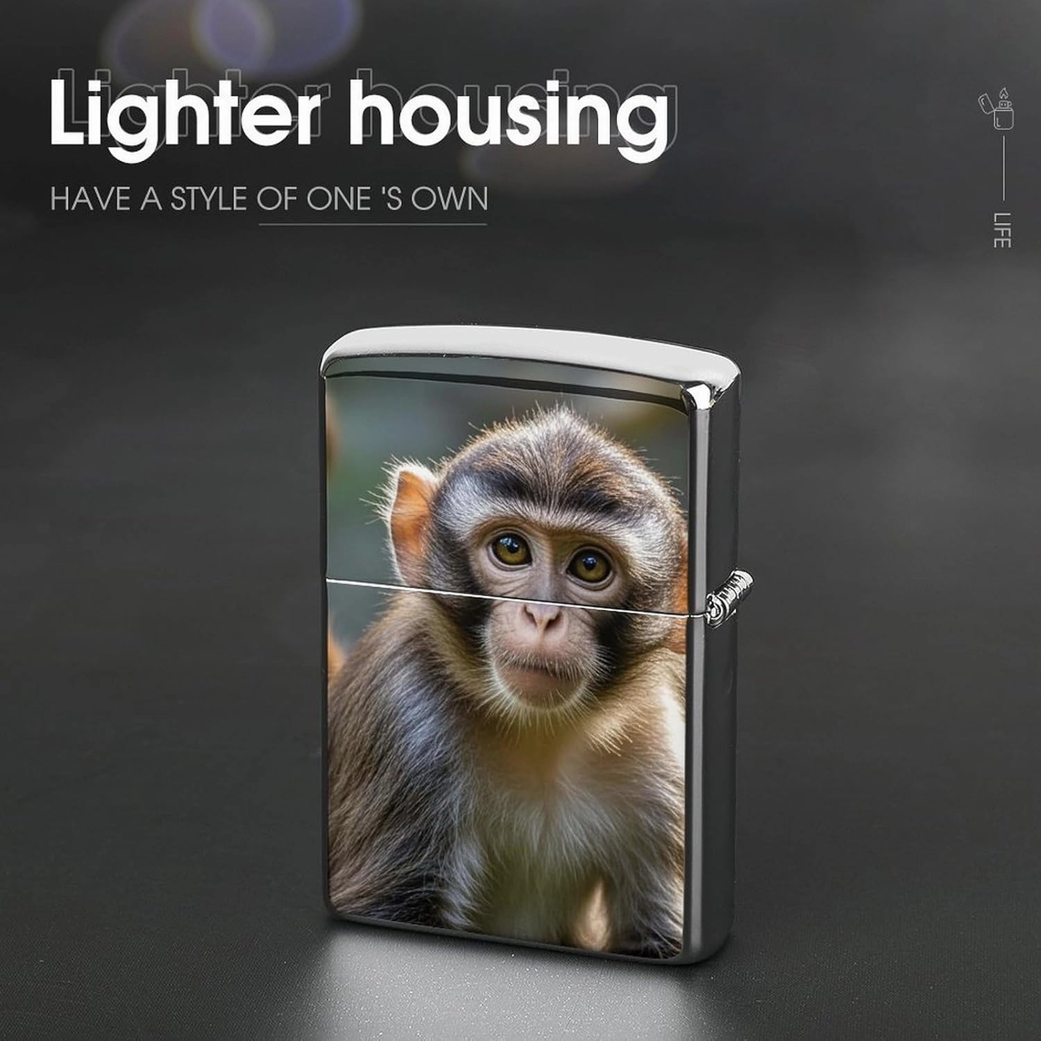 Big Eyed Monkey Lighter Case Waterproof Lighter Sleeve Lighters Protective Cover with Graffiti Design