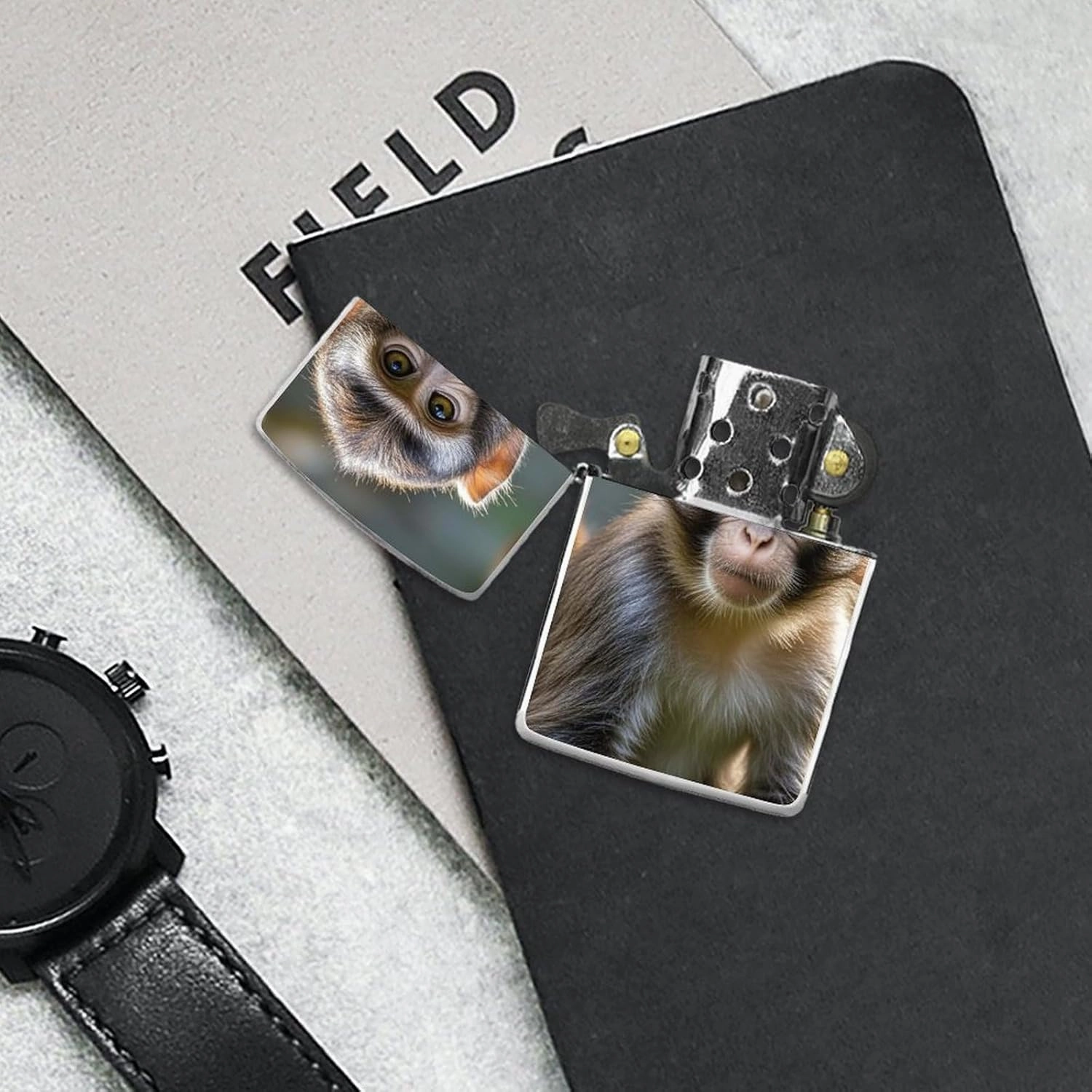 Big Eyed Monkey Lighter Case Waterproof Lighter Sleeve Lighters Protective Cover with Graffiti Design