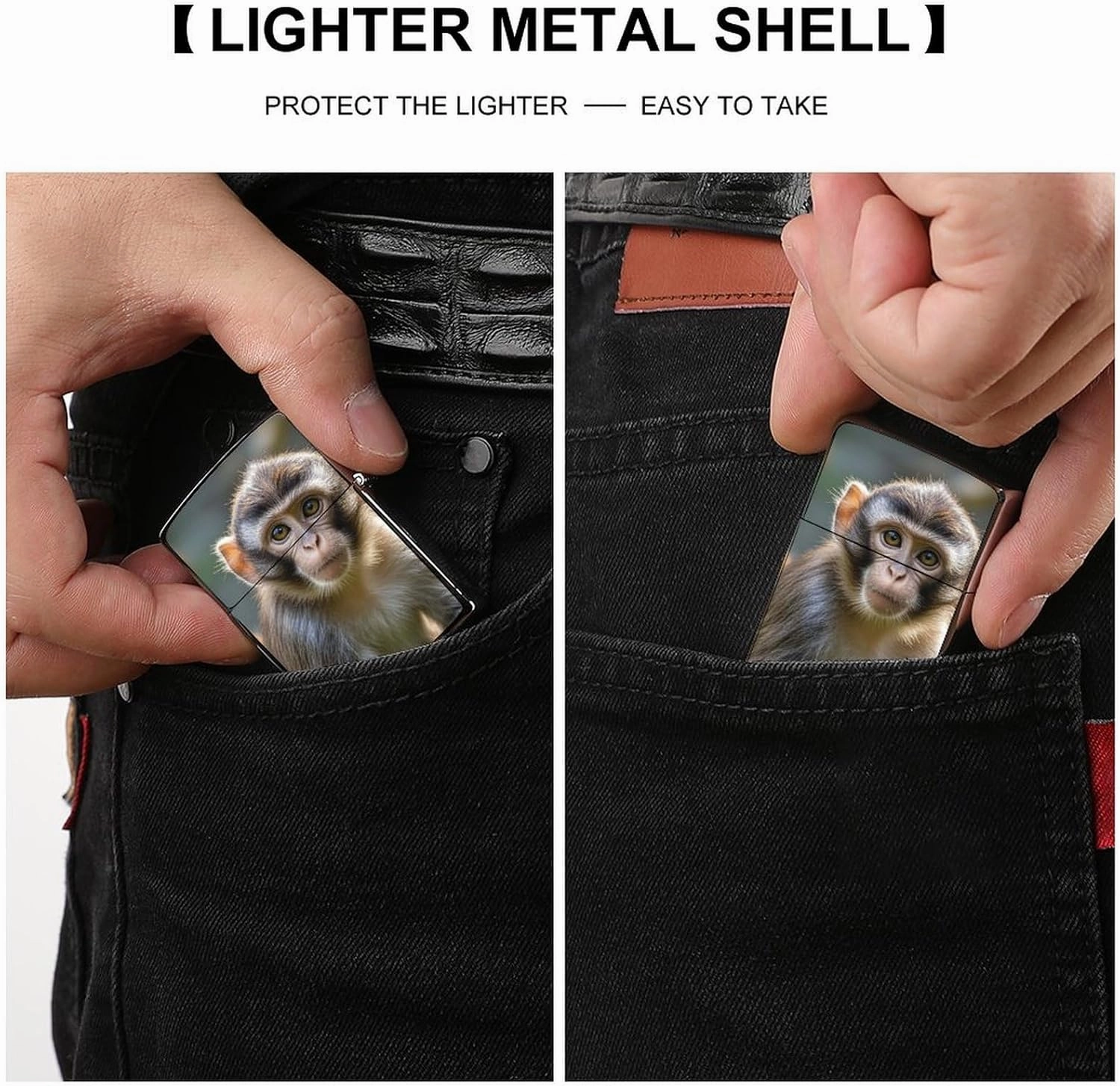 Big Eyed Monkey Lighter Case Waterproof Lighter Sleeve Lighters Protective Cover with Graffiti Design
