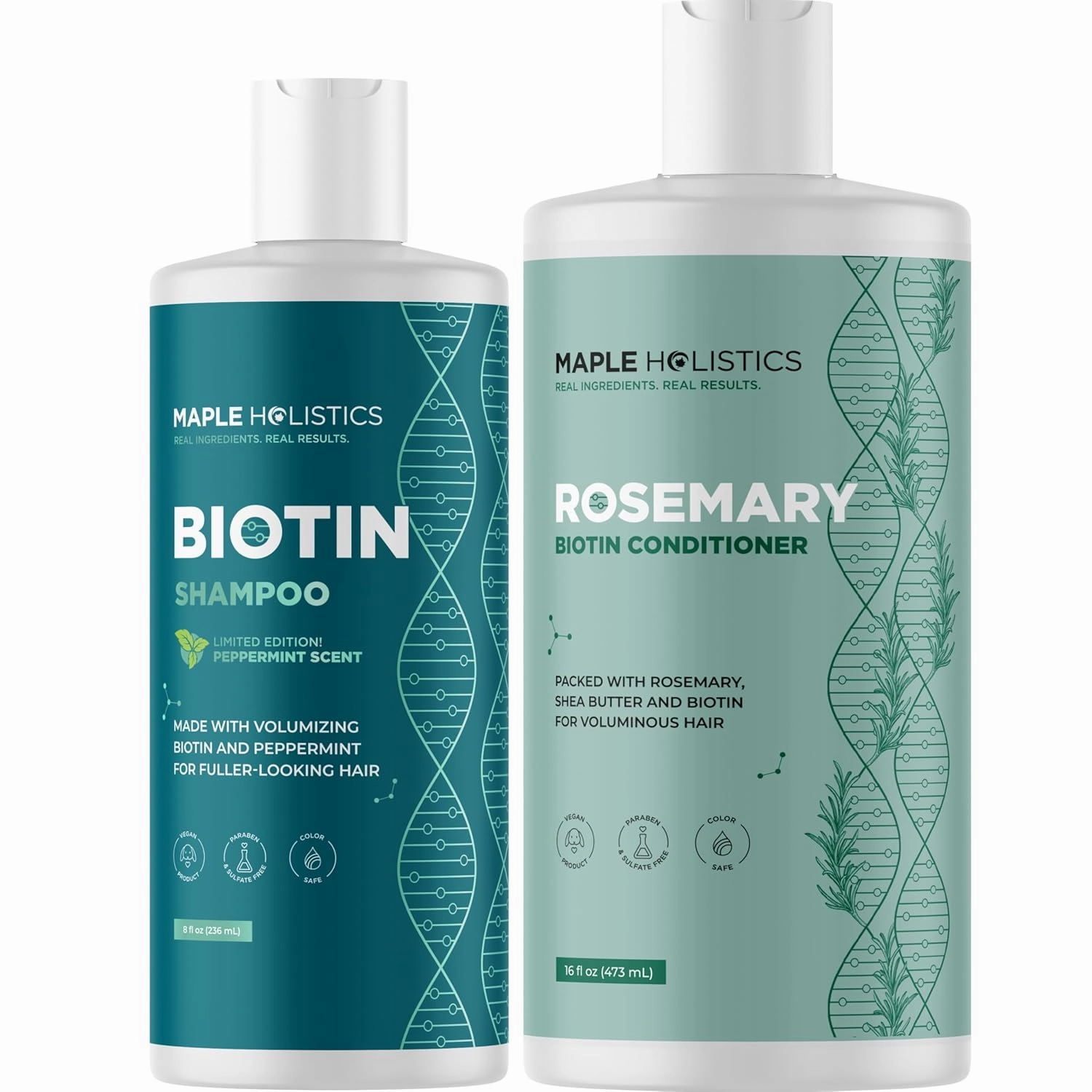 Biotin Shampoo and Conditioner Set - Sulfate & Paraben Free Shampoo and Conditioner with Biotin and Rosemary for All Hair Types - Volumizing Hair Care Set