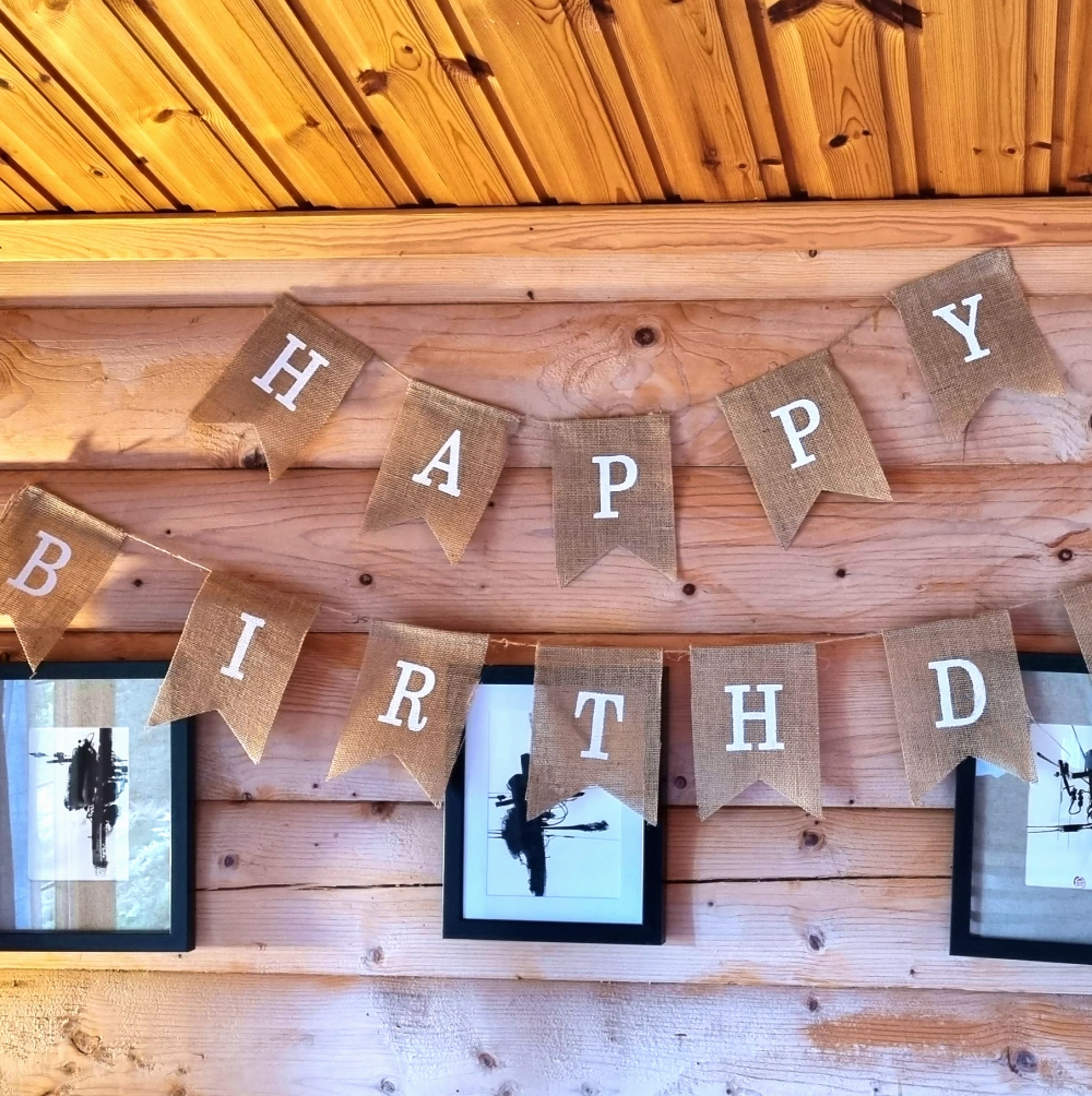 Birthday Garland - Natural Jute - Black Letters