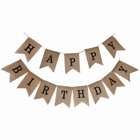 Birthday Garland - Natural Jute - Black Letters