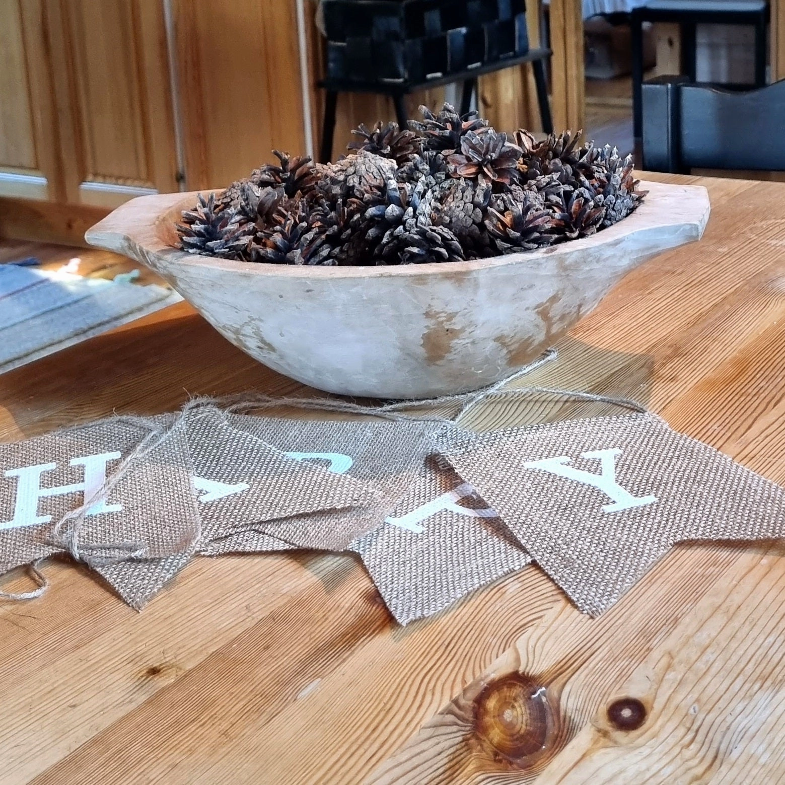Birthday Garland - Natural Jute - White Letters