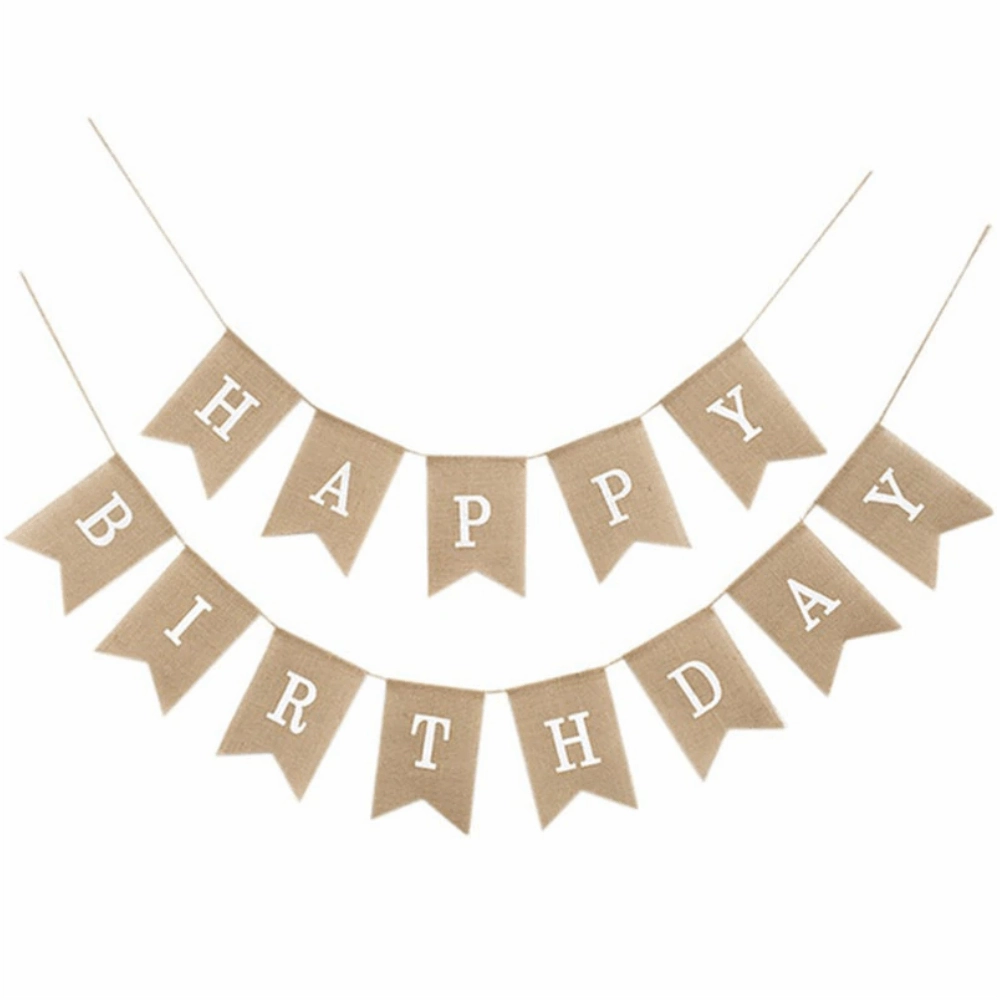 Birthday Garland - Natural Jute - White Letters