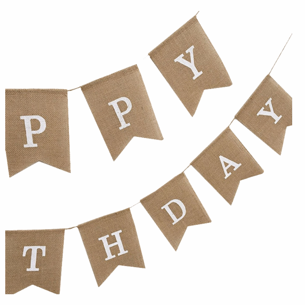 Birthday Garland - Natural Jute - White Letters