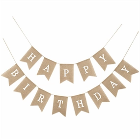 Birthday Garland - Natural Jute - White Letters
