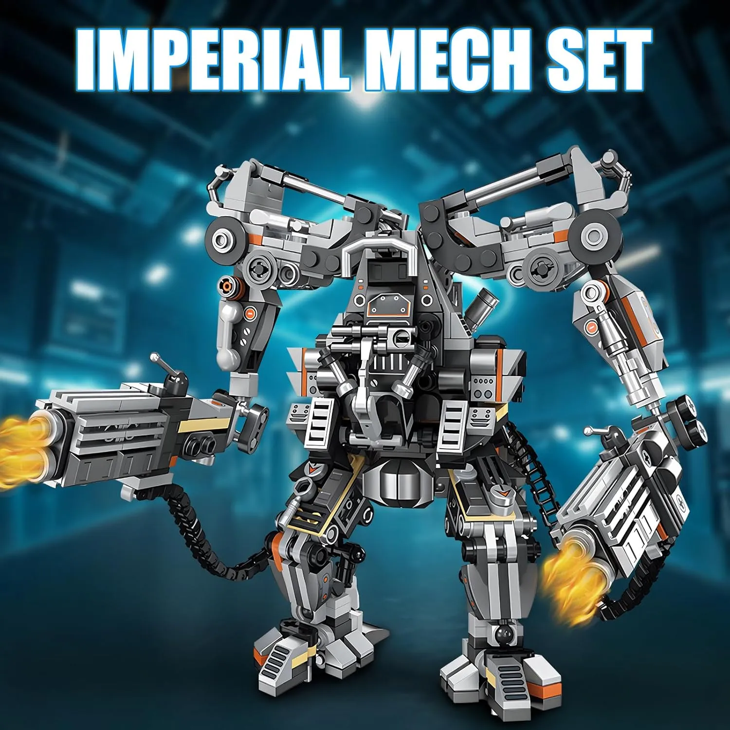 Black Empire Mech Building Blocks Set for Adults, Motorized Robot Building Toy with Multiple Weapons, Combat Armor Style Warrior Collectible Gifts for Fans Man Boys Ages 8  (684 Pieces)