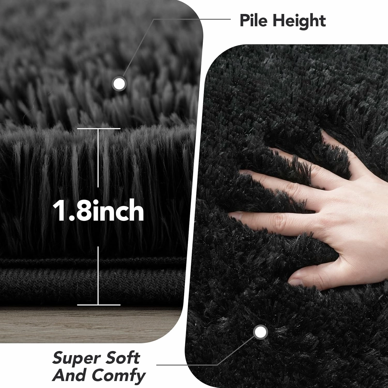 Black Area Rug for Living Room: 5x8 Area Rug Fluffy Shag Bedroom Rugs-Black Shag Area Rugs 5x8 Plush Fuzzy Soft Carpet for Living Room,Bedroom