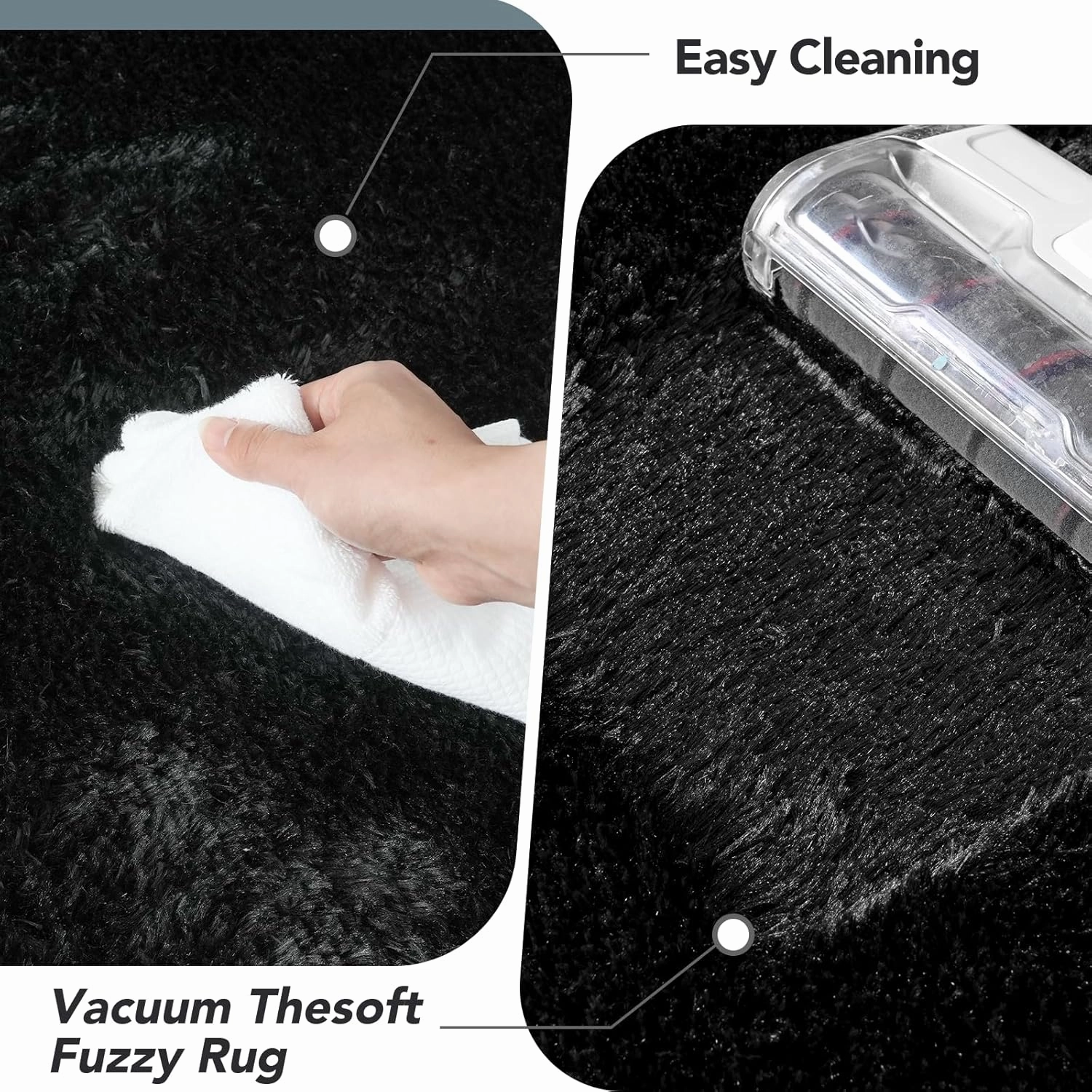 Black Area Rug for Living Room: 5x8 Area Rug Fluffy Shag Bedroom Rugs-Black Shag Area Rugs 5x8 Plush Fuzzy Soft Carpet for Living Room,Bedroom