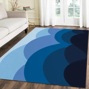 Blue Semicircular Mountain Area Rug, Simple Landscape Perfect Design Living Room Rug, Stylish and Creative Bedroom Carpet, Non-Slip Short Pile Easy to Clean Kitchen Carpet 2'x4'