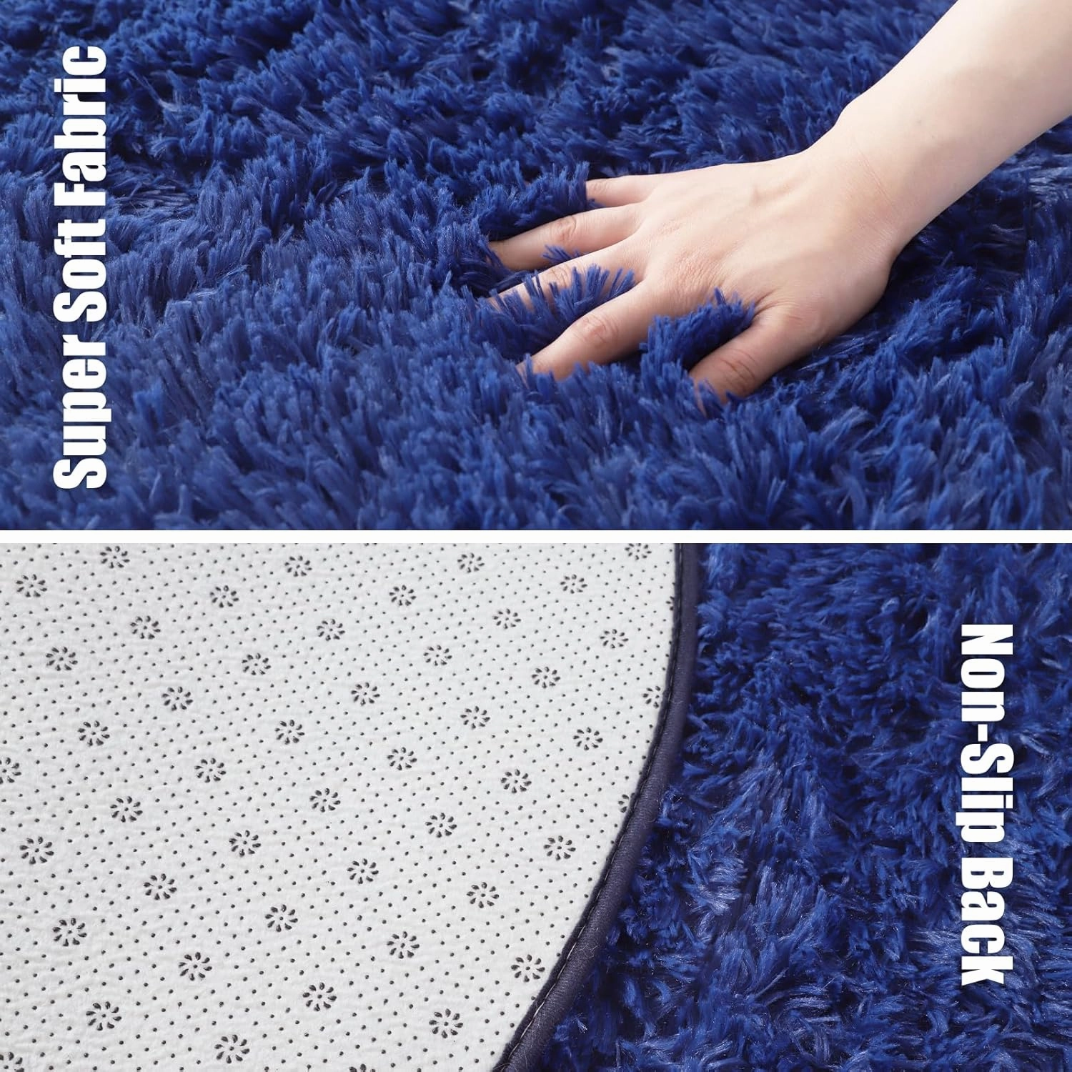 Blue Fluffy Round Area Rugs for Bedroom,3'X3'Shag Circle Area Rugs for Living Room,Non Slip Fuzzy Plush Rug for Kids Room Boys Girls Room and Dorm Home Decor Rug