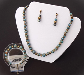 Blue Malachite Natural Stone Beads Jewelry Set - Four Piece