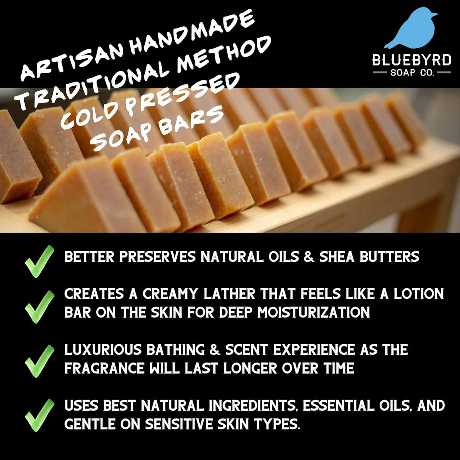 Bluebyrd Organic Soap Bars - 5 PCS Natural Bar Soap Gift Set of 5 | Pure Essential Oil, Vegan & Organic Ingredients | Spa Gifts for Women & Men - Body & Face Soap Bar (Organic)