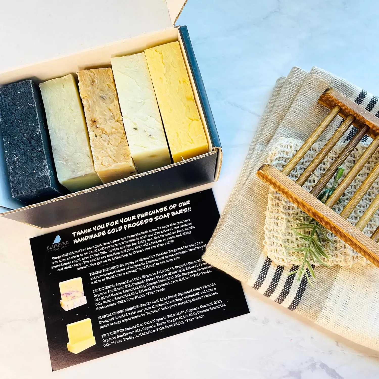 Bluebyrd Organic Soap Bars - 5 PCS Natural Bar Soap Gift Set of 5 | Pure Essential Oil, Vegan & Organic Ingredients | Spa Gifts for Women & Men - Body & Face Soap Bar (Organic)